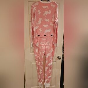 Lazy One Pink Moose Pajama Onesie